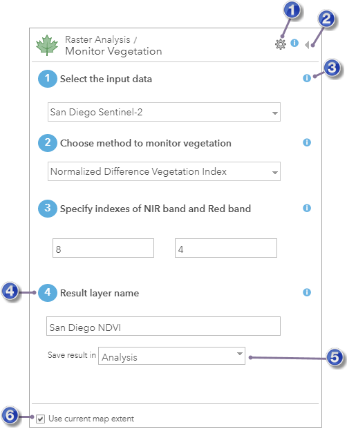 Monitor Vegetation pane Monitor Vegetation pane